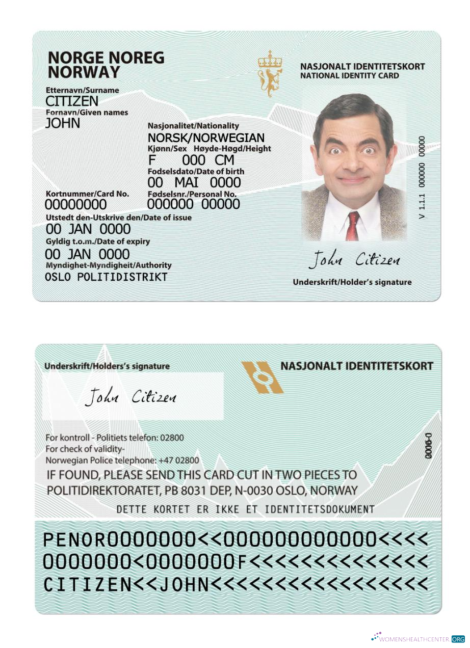 Download Norway ID card version 2 Photoshop template